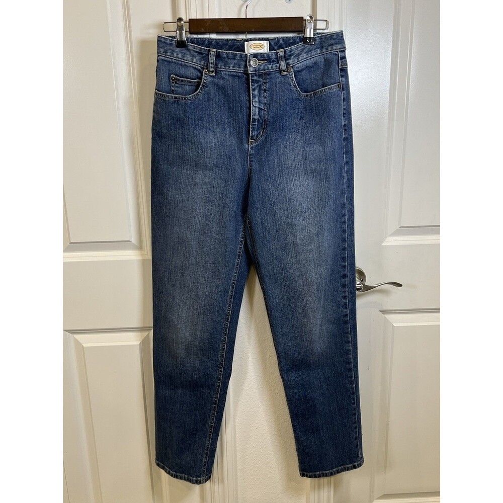 Talbots Straight Leg Stretch Denim Jeans Womens Size 8 Medium Wash Blue Cotton